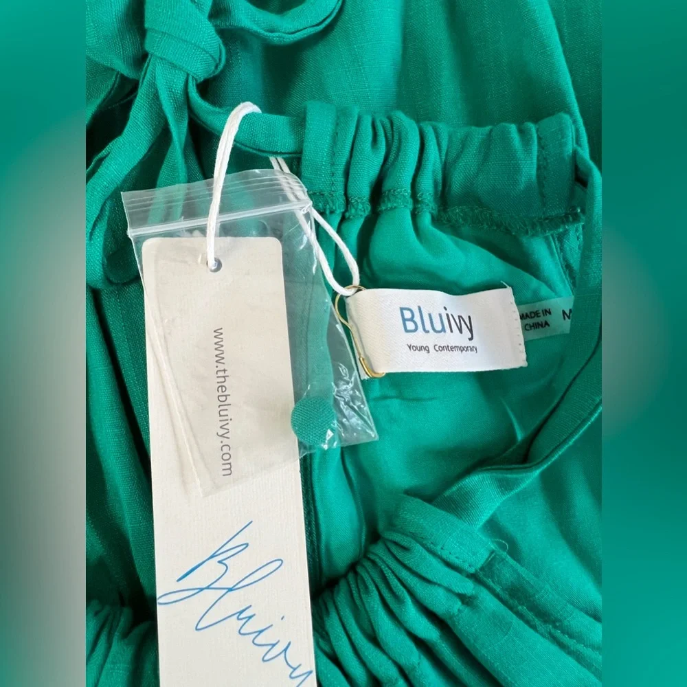 Bluivy‎ Halter Maxi Dress Green Layered NWT Women’s Medium